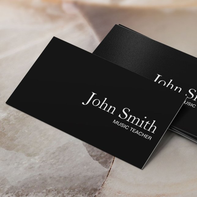 Music Teacher Plain Black QR Code Minimalist Business Card (Creator Uploaded)