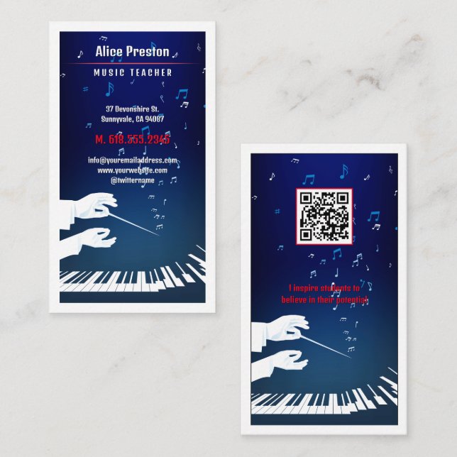 Music Teacher | Proffesional Business Card (Front/Back)