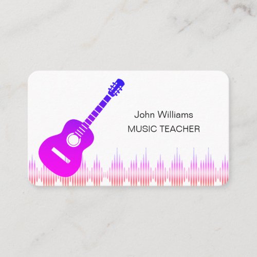 Music Teacher  Purple Guitar Musician  Elegant   Business Card