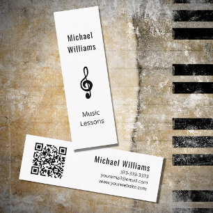 Music Teacher QR code Simple Treble Clef Mini Business Card