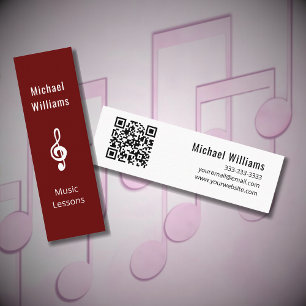 Music Teacher QR code Simple Treble Clef Mini Business Card