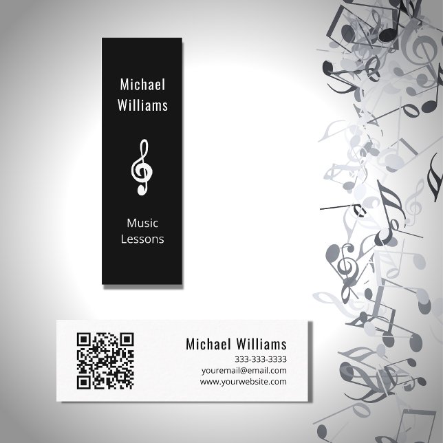 Music Teacher QR code Treble Clef Symbol Mini Business Card (Creator Uploaded)