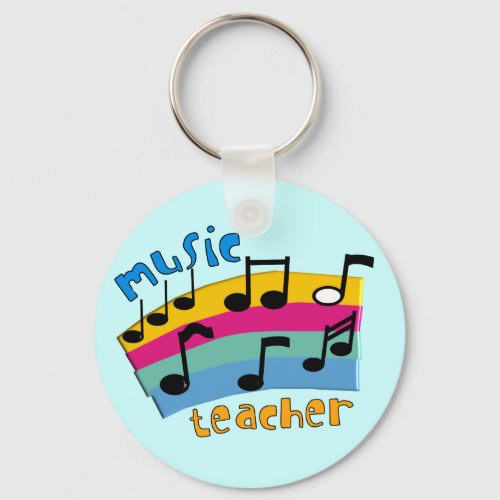 Music Teacher Rainbow Notes Gifts Keychain
