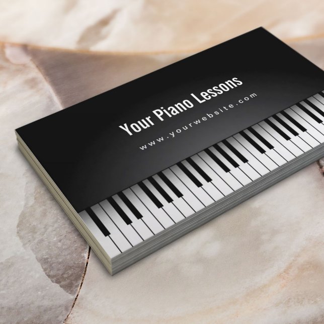 Music Teacher Realistic Black Piano Business Card