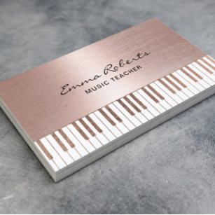 Music Teacher Rose Gold Piano Keys Musical Business Card