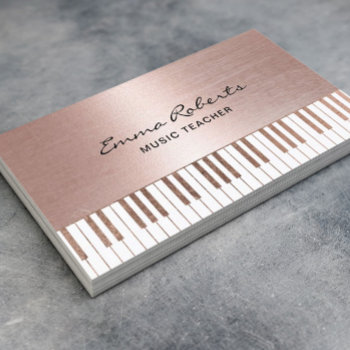 Music Teacher Rose Gold Piano Keys Musical Business Card by cardfactory at Zazzle