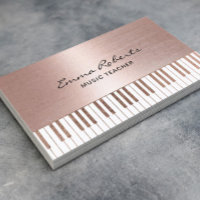 Music Teacher Rose Gold Piano Keys Musical Business Card