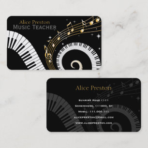 Music Teacher Spiral Piano Business Card