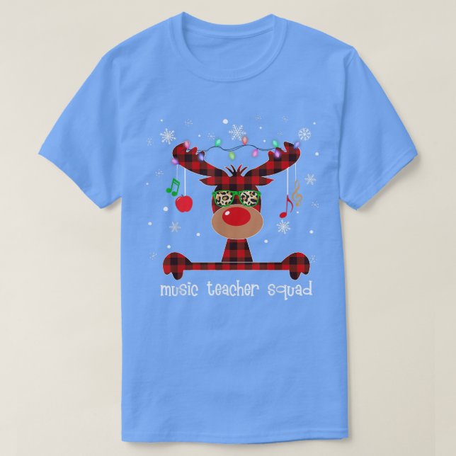 Music Teacher Squad Plaid Shirt Reindeer Wearing S (Design Front)