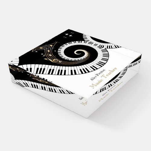 Music Teacher  Swirl Black White Piano Paperweight