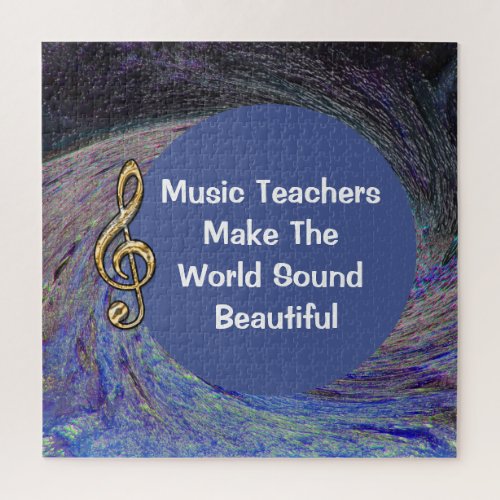 Music Teacher Thank You Blue Spiral Appreciation Jigsaw Puzzle