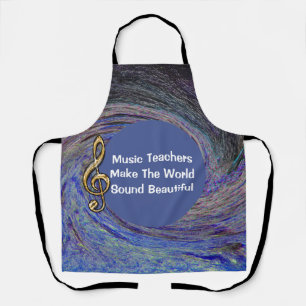 Music Teacher Thank You Blue Spiral Swirl School Apron