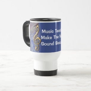 Music Teacher Thank You Blue Spiral Swirl School Travel Mug