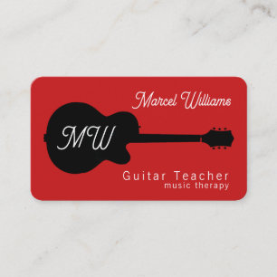 Music Teacher Therapy Guitarist Fiery Red Business Card
