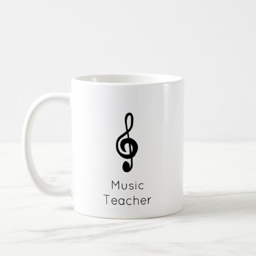 Music Teacher Treble Clef Black White Coffee Mug