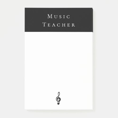 Music Teacher Treble Clef Black White Post_it Notes