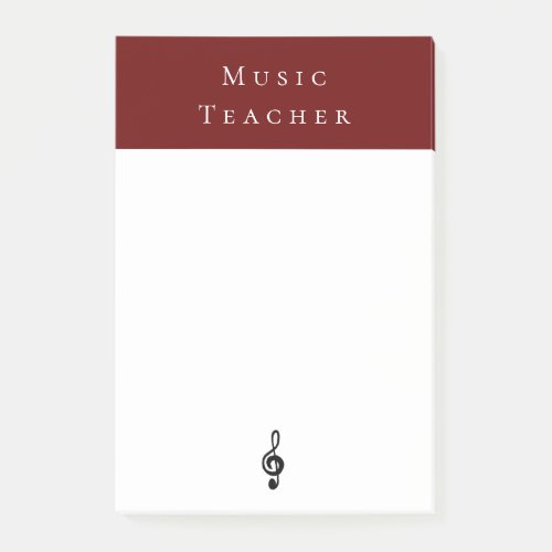 Music Teacher Treble Clef Musical Red Post_it Notes