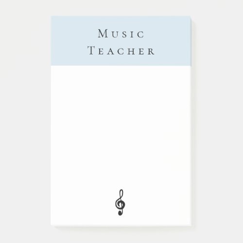 Music Teacher Treble Clef Simple Blue Post_it Notes