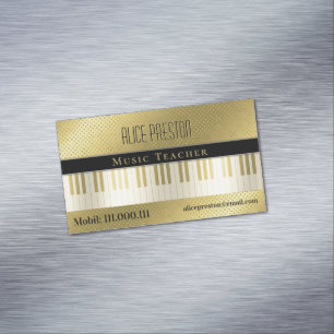Music Teacher Unique Golden Polka Dots Business Card Magnet