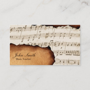 Music Teacher Vintage Old Music Sheet Business Card