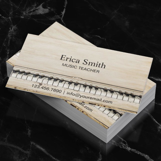 Music Teacher Vintage Piano Musical Business Card (Creator Uploaded)