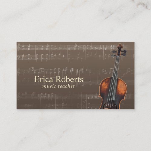 Music Teacher Violin Instrument Vintage Musical Business Card
