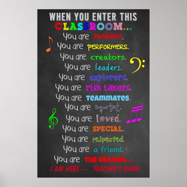Music Teacher -When You Enter This Classroom Rules Poster (Front)