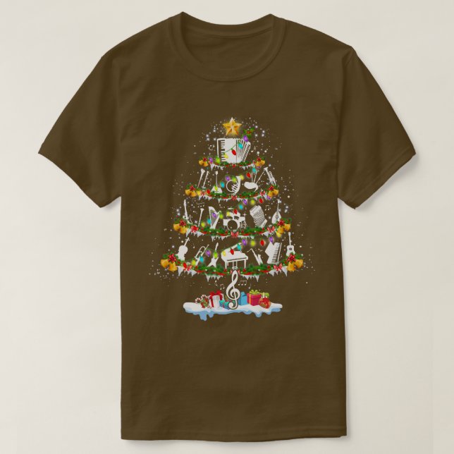 Music Teachers Musical Instrument Christmas Tree M T-Shirt (Design Front)