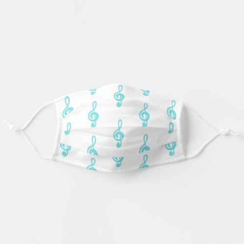 Music Teal Green Treble Clef Pattern Cute Adult Cloth Face Mask