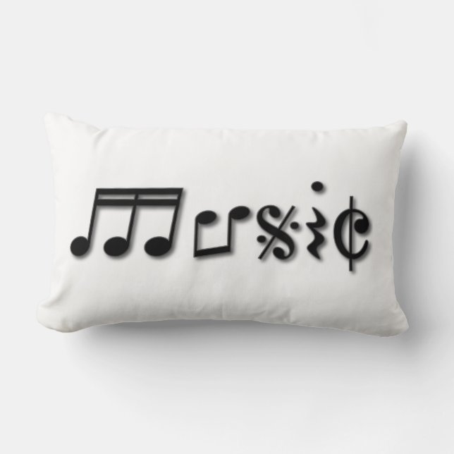 Music Text Design Lumbar Pillow (Front)
