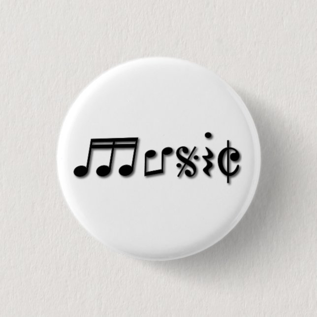 Music Text Design Pinback Button (Front)