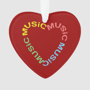 Music Text Heart Ornament