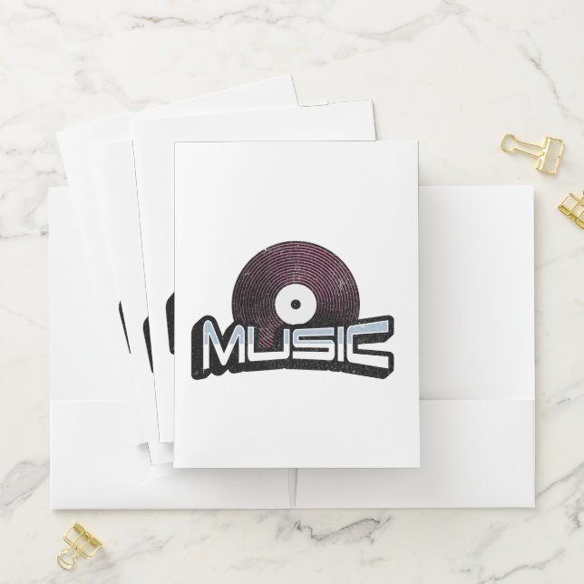 Music text with vinyl record pocket folder (In Situ)