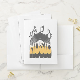 Music text with vinyl record pocket folder