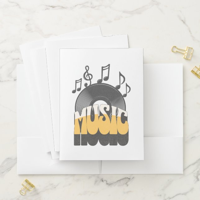 Music text with vinyl record pocket folder (In Situ)