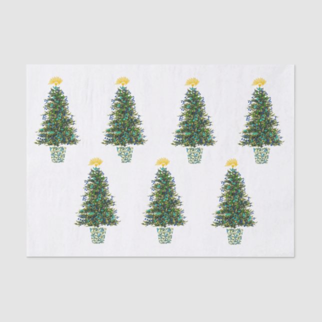 Music Theme Christmas Trees Tissue Paper (Front)
