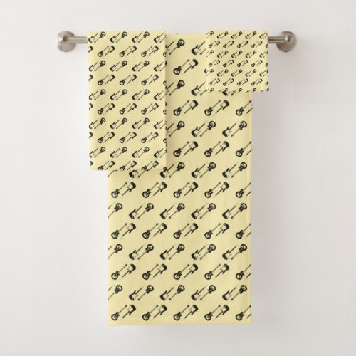 Music Theme Electric Guitars Pattern Bath Towel Set