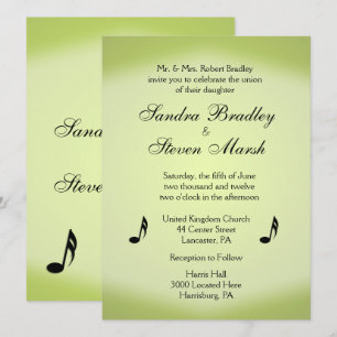 Music Theme Green Wedding Invitation