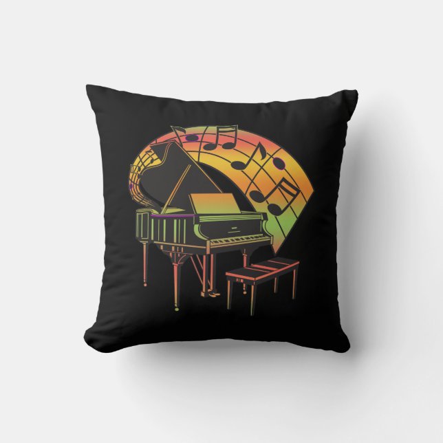 Music Theme Illustration-Abstract Piano Throw Pillow (Front)