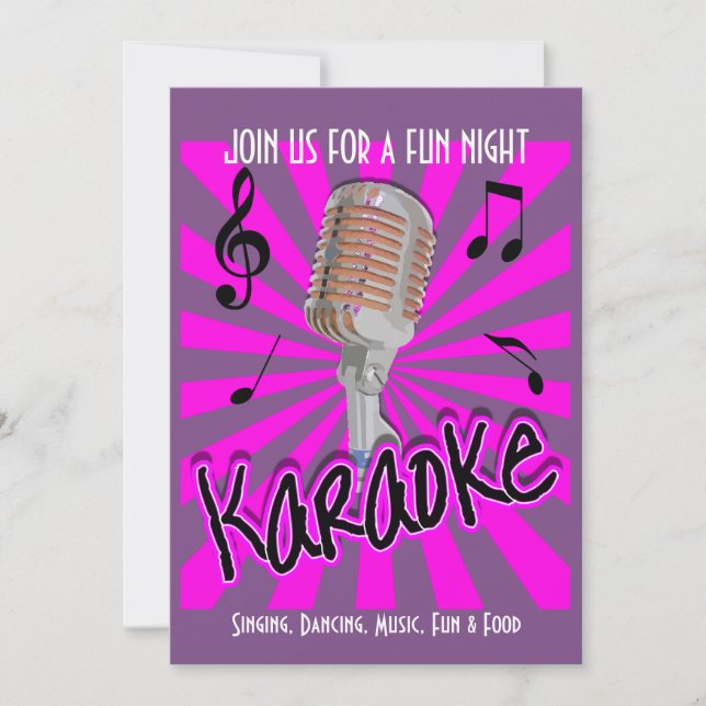 Music Theme Karaoke Celebration Party Personalized Invitation (Front)