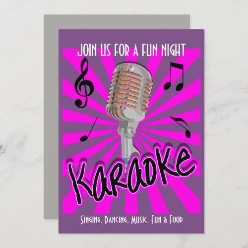 Music Theme Karaoke Celebration Party Personalized Invitation