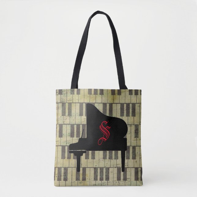 Music Theme Piano Book Tote Bag Music Note (Front)