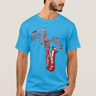 Music theme Red Saxophone and notes -Shirt T-Shirt