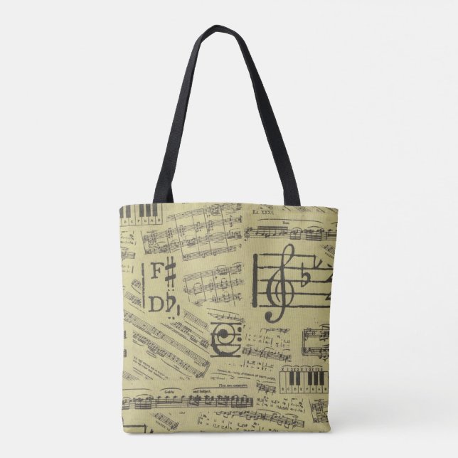 Music theme tote bag music note piano bag (Back)