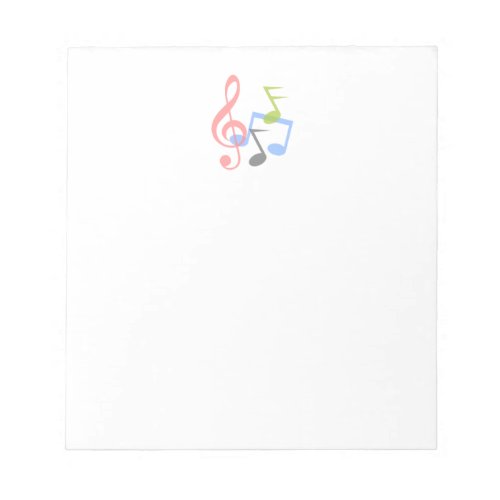 Music Theme treble clef and musical notes  Notepad