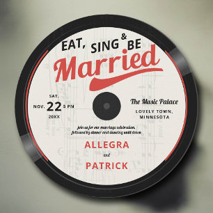 Music Theme Vintage Retro Vinyl 70s Wedding Invitation