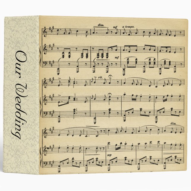 Music Theme Wedding 3 Ring Binder (Front/Spine)