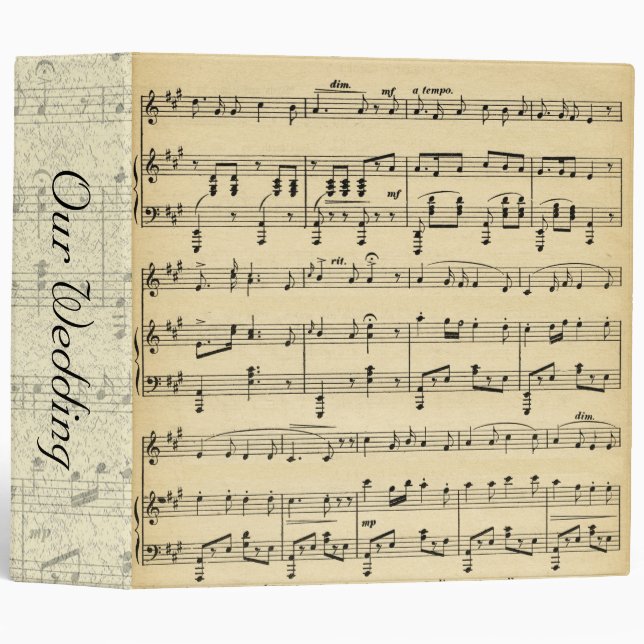 Music Theme Wedding 3 Ring Binder (Front/Spine)