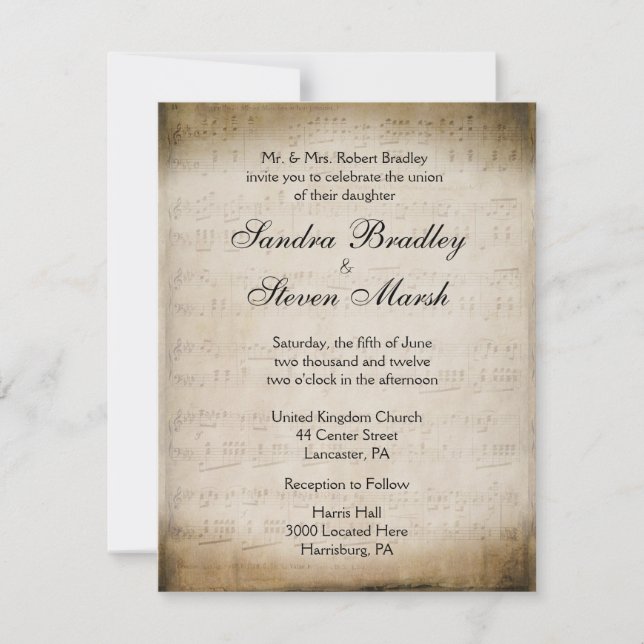 Music Theme Wedding Invitation (Front)