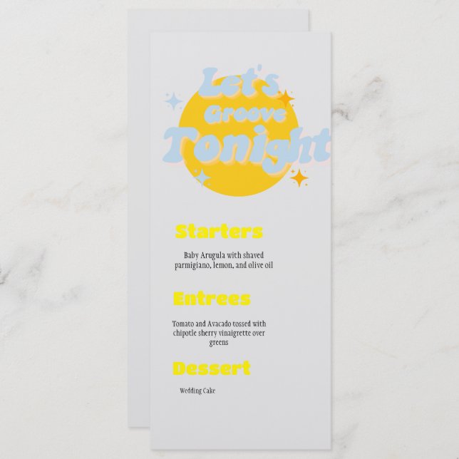 Music Theme Wedding Menu (Front/Back)